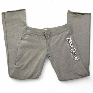 Vintage Y2k Aeropostale 87s Gray New York Low Rise Wide Leg Joggers